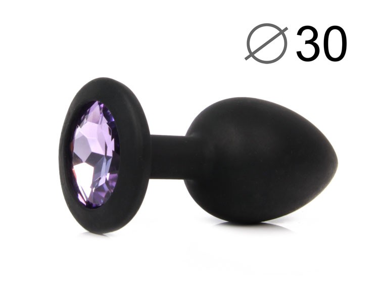 Анальная пробка с светло-фиолетовым кристаллом 3 см