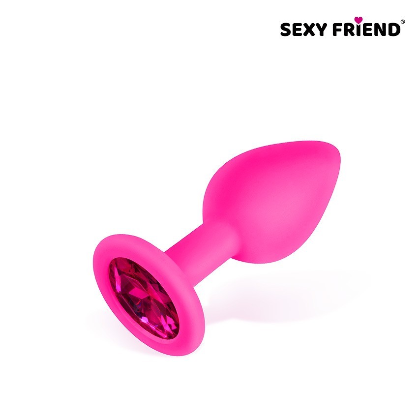 Анальная пробка с рубиновым кристаллом 3 см розовая