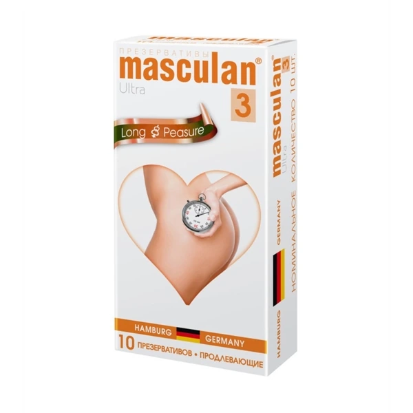 Презервативы продлевающие с колечками и пупырышками "Masculan, 3 Ultra Long Pleasure" №10 