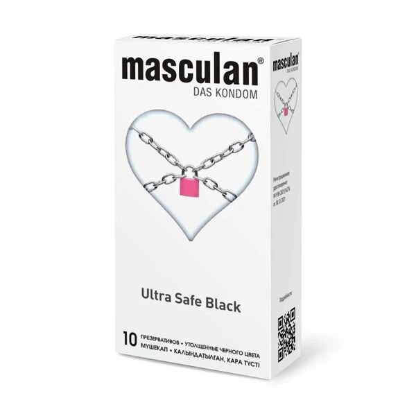Презервативы утолщенные черные, "Masculan, 4 Ultra Safe Black" №10, 10 шт. 