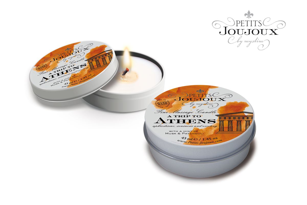 Массажная свеча Petits Joujoux Athens с ароматом муската и пачули - 33 гр 