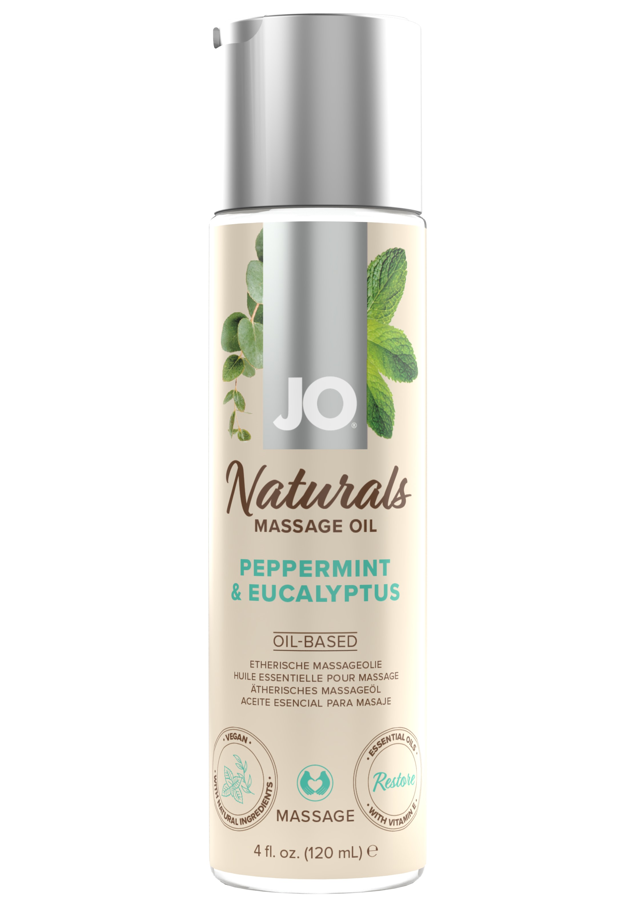 Массажное масло JO - Peppermint & Eucalyptus/Мята и эвкалипт 120 mL 