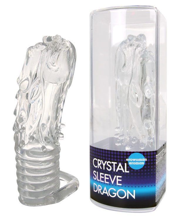 Закрытая рельефная насадка "Дракон" 14 см Crystal sleeve