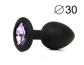 Анальная пробка с светло-фиолетовым кристаллом 3 см