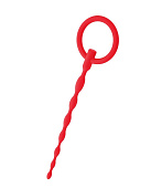 Красный уретральный плаг с кольцом 11 см